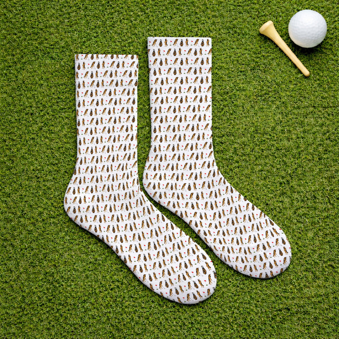 German Shepherd Pattern Golf Socks, Funny Dog Golf Sock, Golf Gift For Golfer