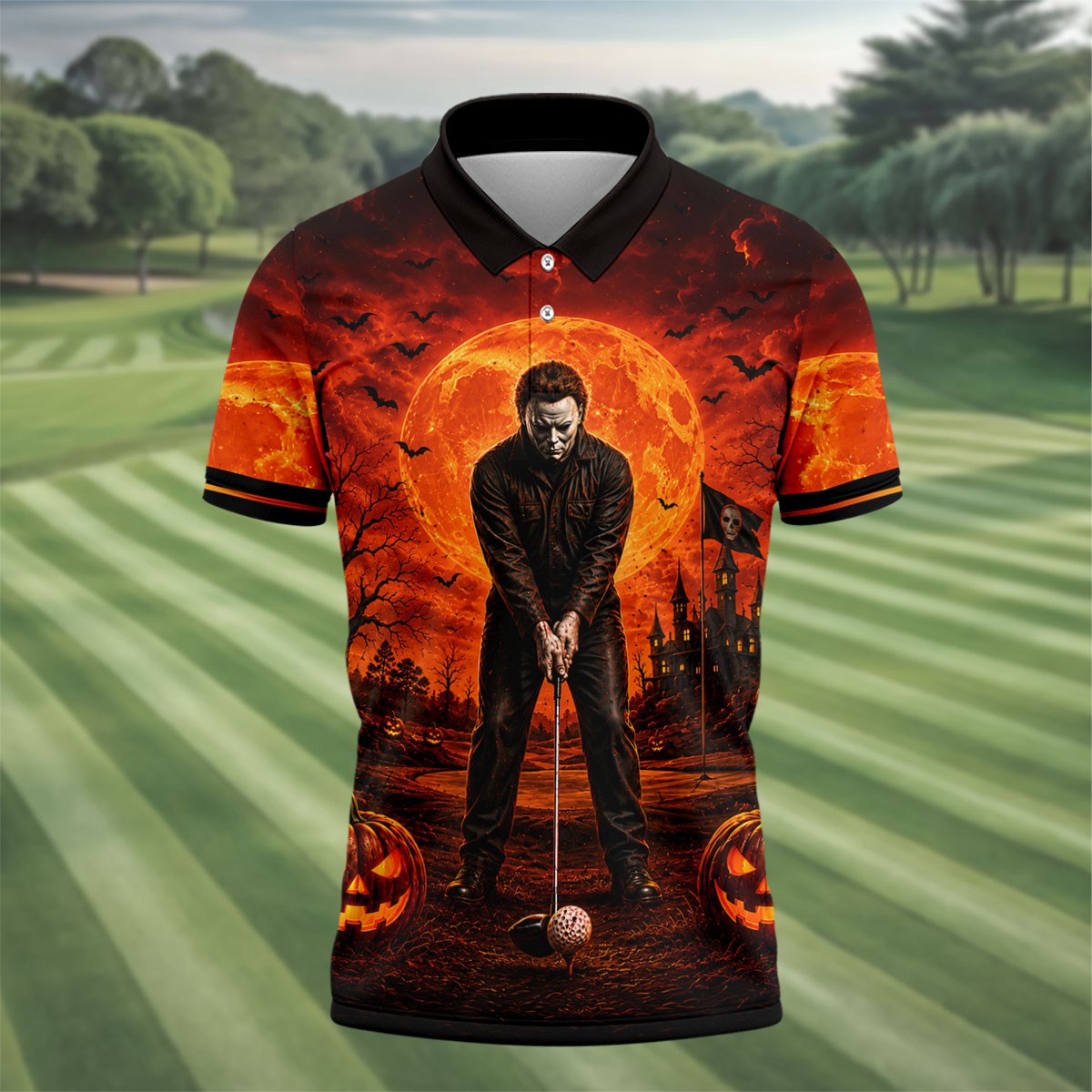You Can't Kill The Bogeyman Halloween Golf Polo Shirt, Golf Shirts For Men, Mens Golf Polo