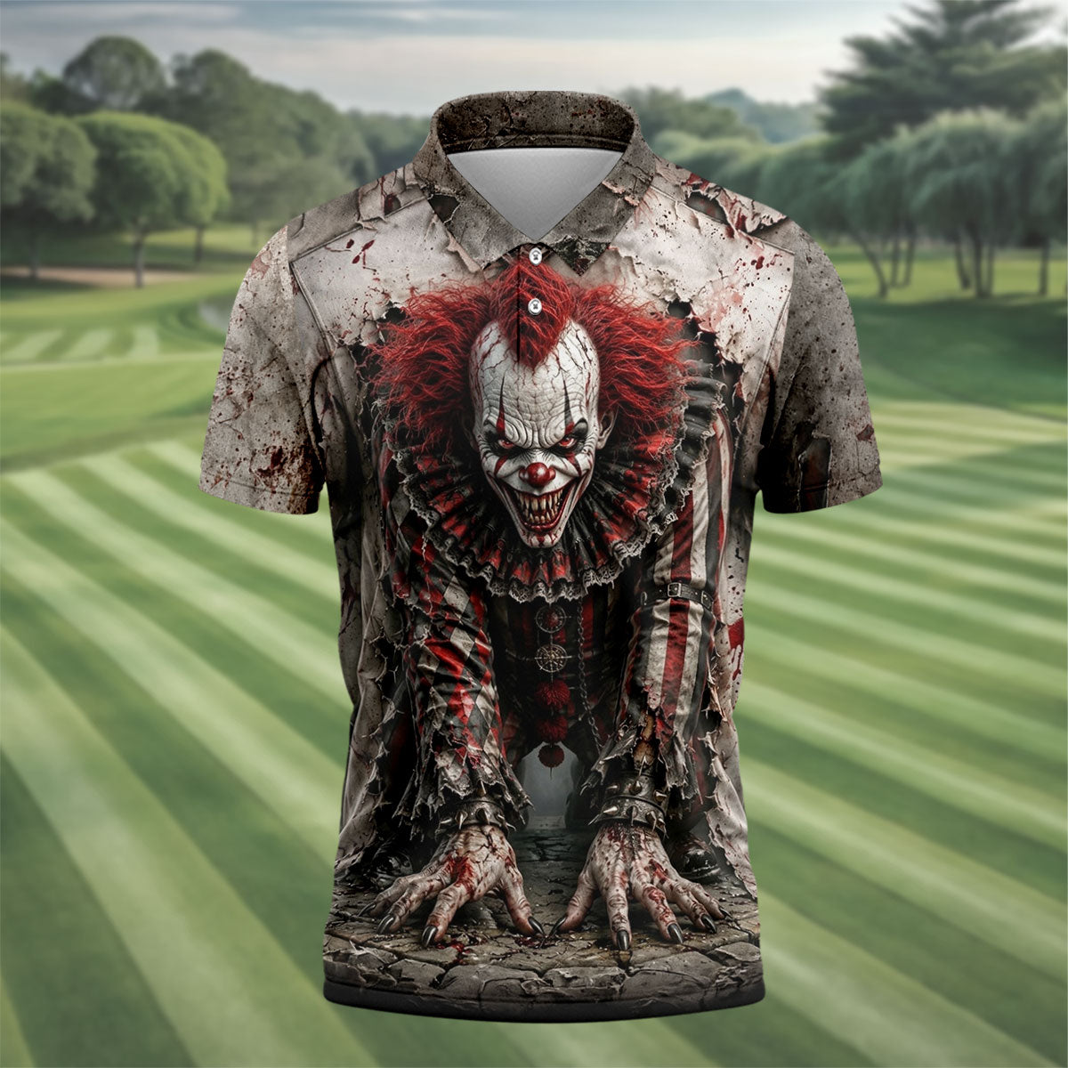 Halloween Horror Character Golf Shirt, Men's Golf Shirt, Hawaiian Golf Shirt For Men