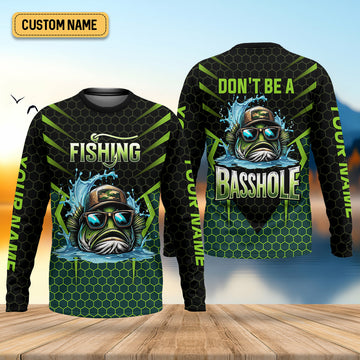 Basshole Funny Fishing Shirt, Camouflage Fishing Shirts, SPF Shirt For Men, Hooded Fishing Shirt