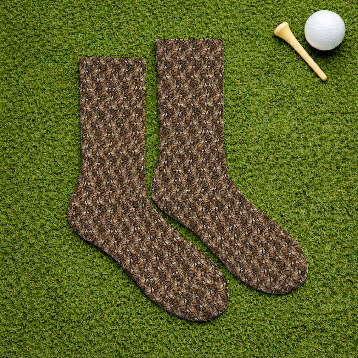 Funny Cat Pattern Golf Socks, Cats Golf Sock For Pet Lover, Golf Gift For Golfer