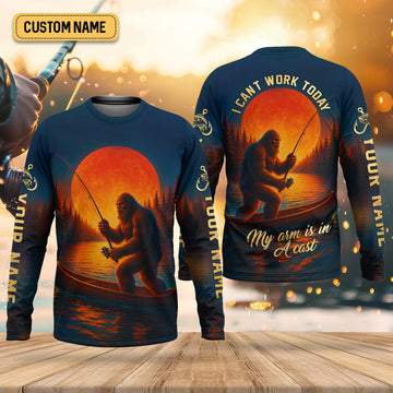I Can't Work Today My Arm Is In A Cast Fishing UPF Shirts, Funny Fishing Shirt, Fishing Gifts For Men