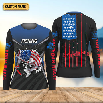 Largemouth Bass Fishing Patriotic Fishing Shirt, Women SPF Shirt, Female Fishing Shirts