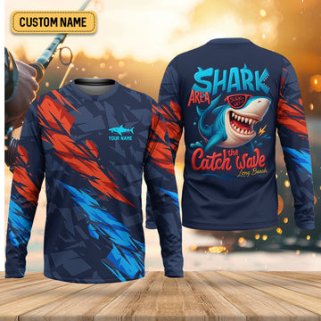Shark Fishing Shirt, Shark Area Surf's Up The Catch Wave, SPF Shirt For Men, Gift For Fisherman