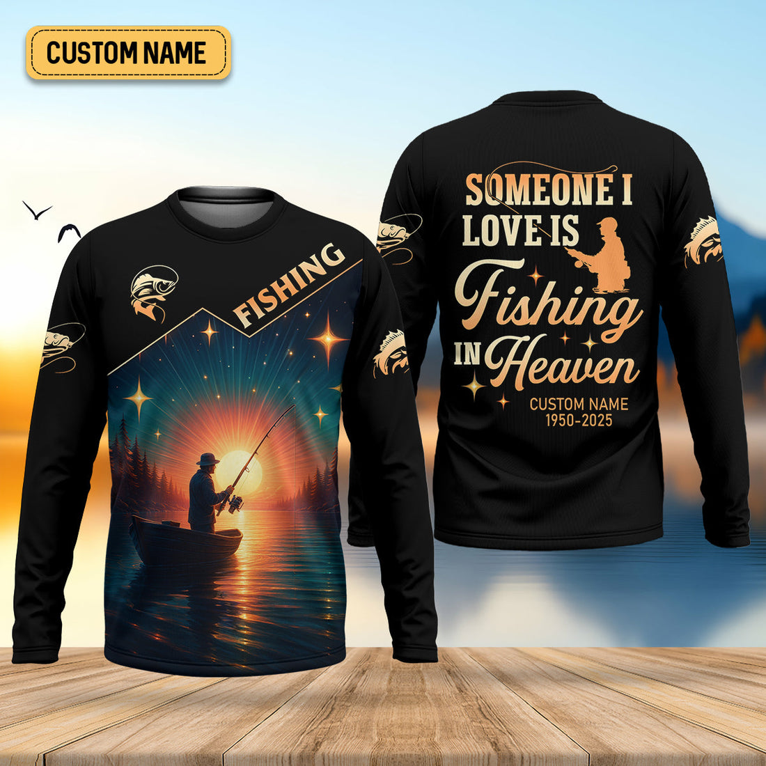 Someone I Love is Fishing in Heaven Shirt, Funny Fishing T-shirt, SPF Shirt For Men, Gift For Fisherman
