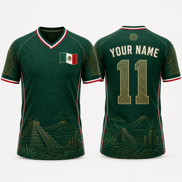 Mexican Landscape Fooball Shirt, V-Neck For Men Football Lover, Mexico Team Father's Day Presents