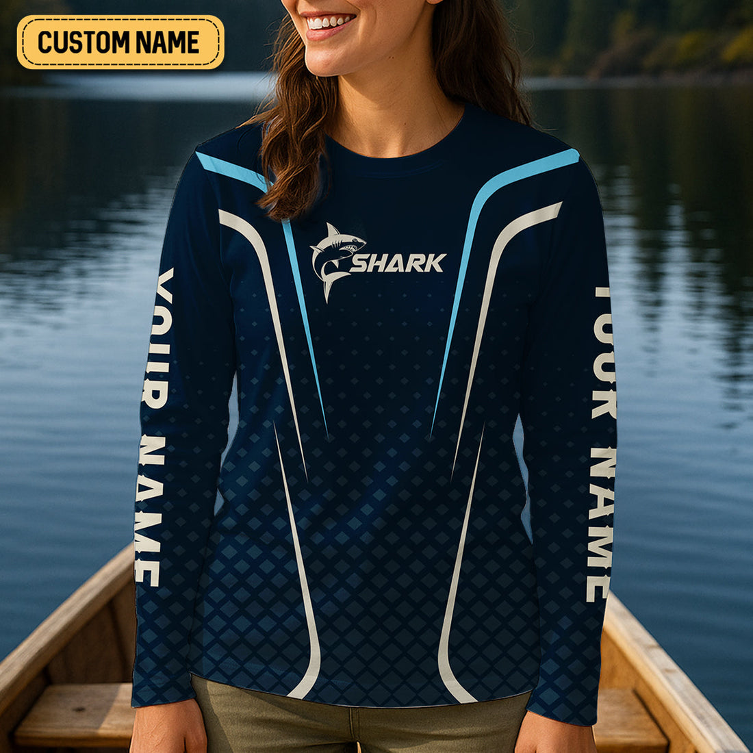 Shark Performance Fishing Shirts, Custom Fishing Shirts, SPF Long Sleeve Shirts Womens