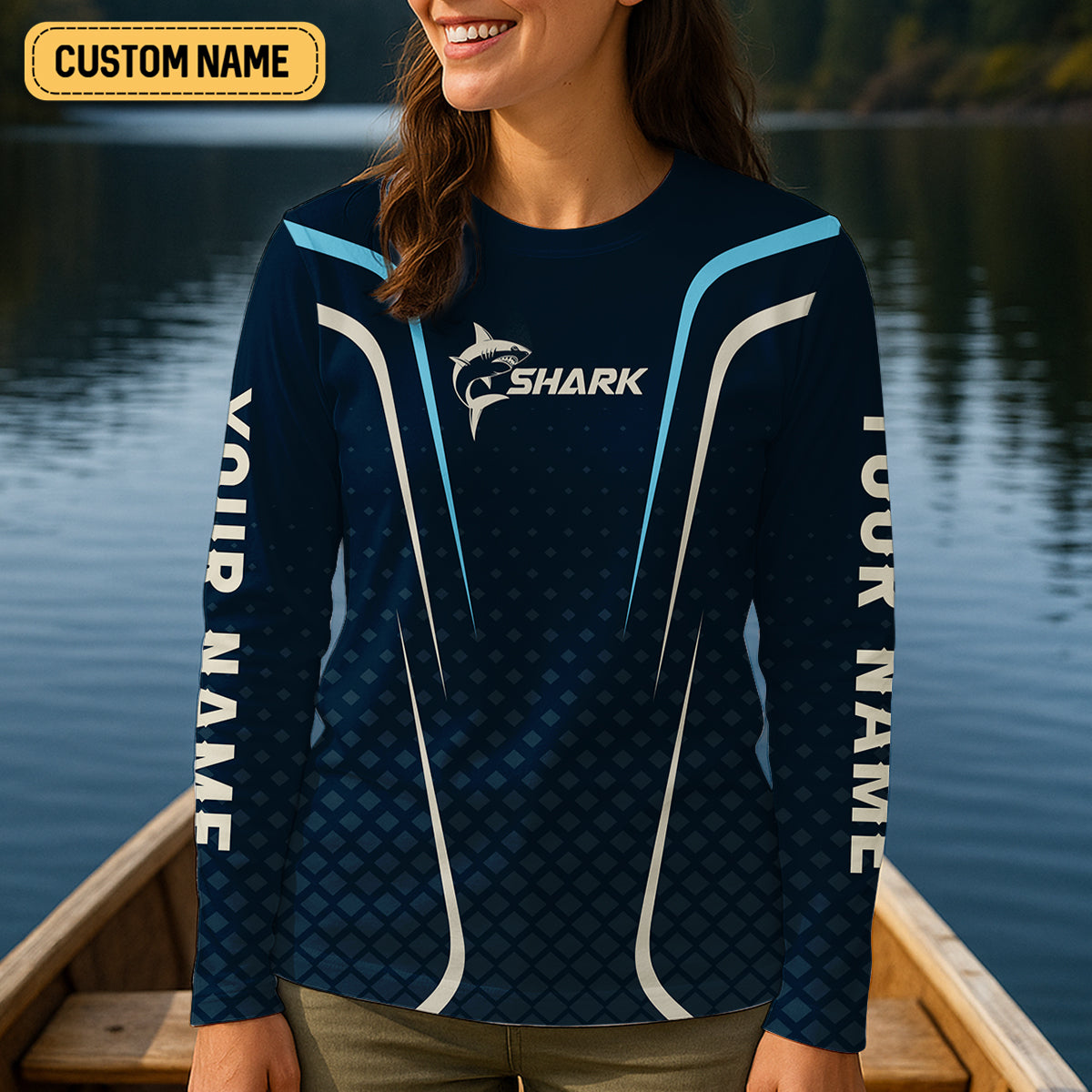 Shark Performance Fishing Shirts, Custom Fishing Shirts, SPF Long Sleeve Shirts Womens