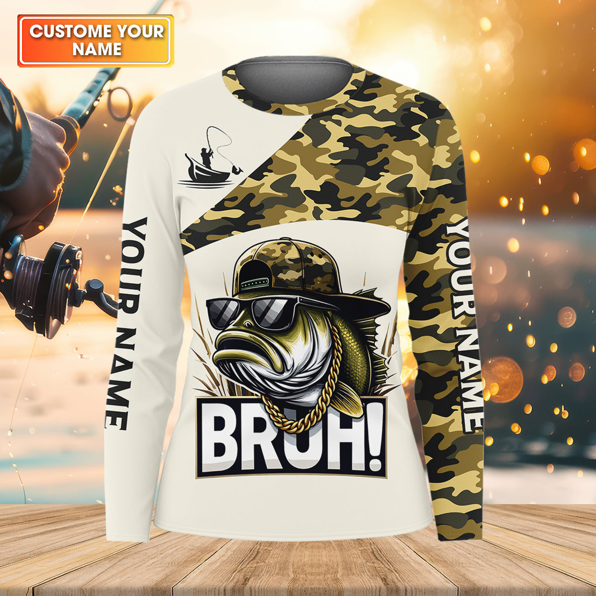 Bruh Largemouth Bass Fishing Camouflage Fishing Shirts, Fishing UPF Shirts, Fishing Shirt For Women