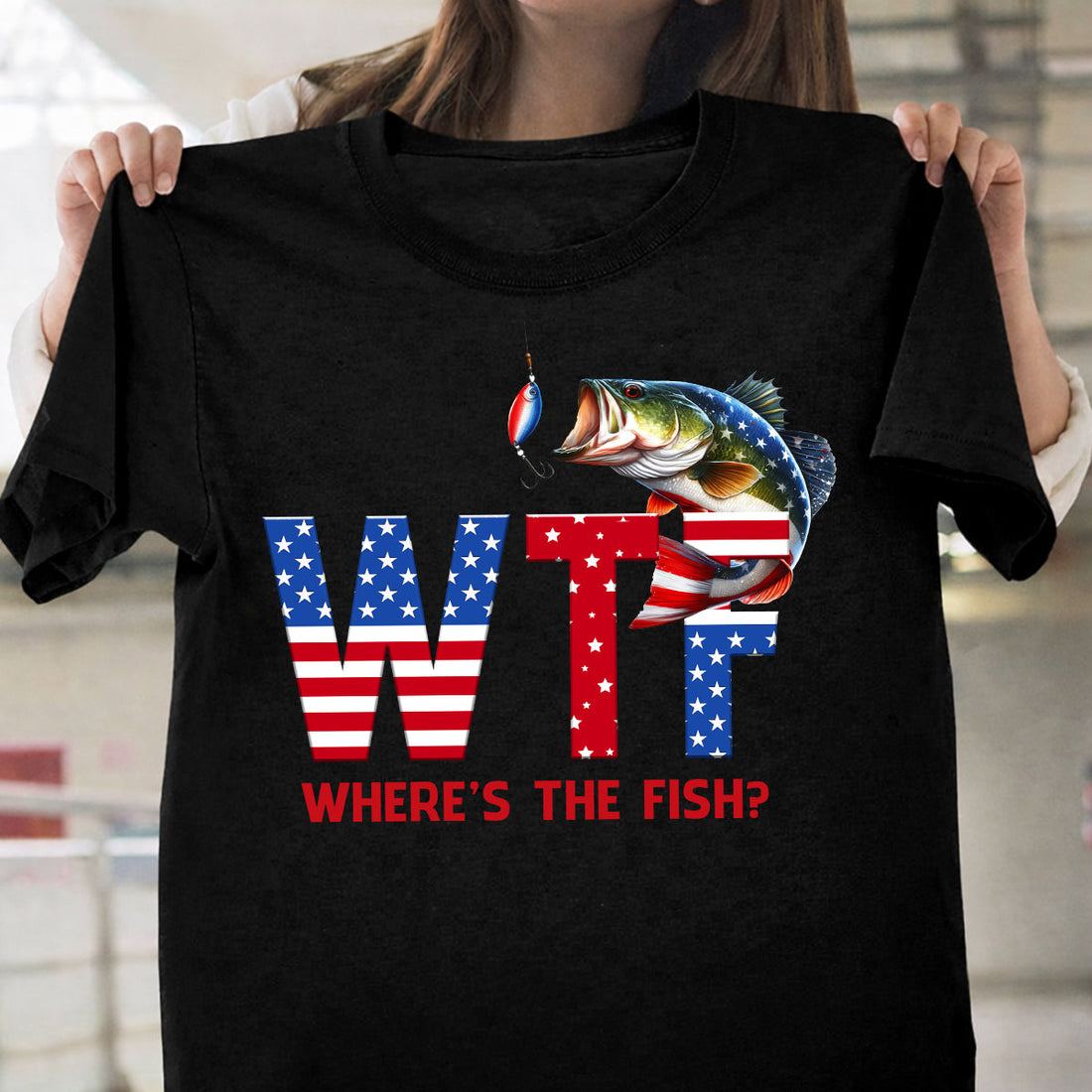 Where's The Fish Patriotic 4th Of July Funny Fishing Shirt, 250th Anniversary Fishing Shirts For Men