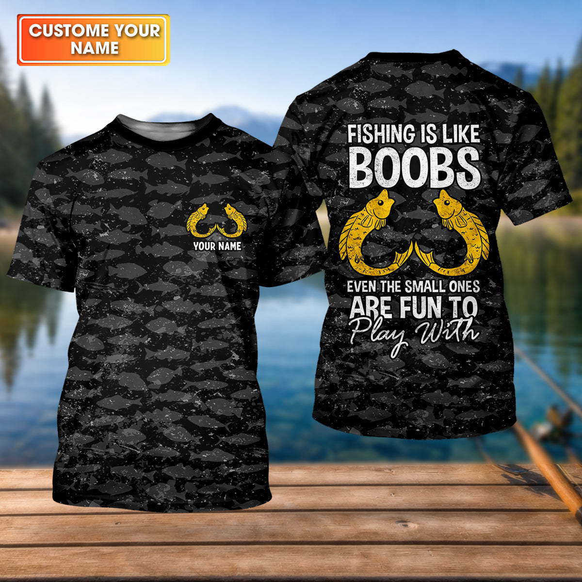 Fishing Is Like Boobs Even The Small Ones Are Fun To Play With Fishing UPF Shirts, Fishing Shirts For Men