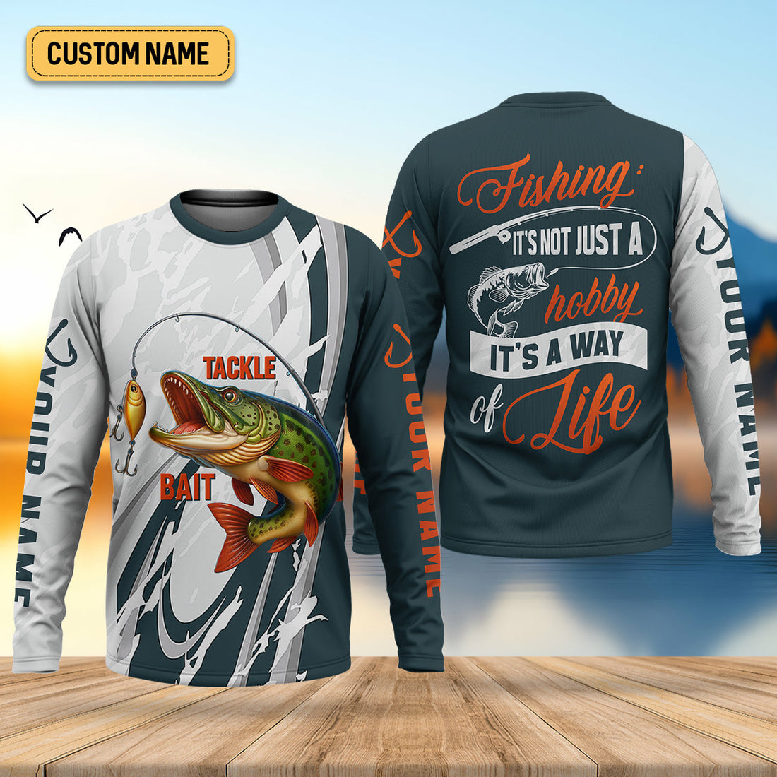 Tackle Bait Fishing UPF Shirts, Men's Fishing Shirts Long Sleeve, Presents For Fishermen, Men's Fishing Shirt