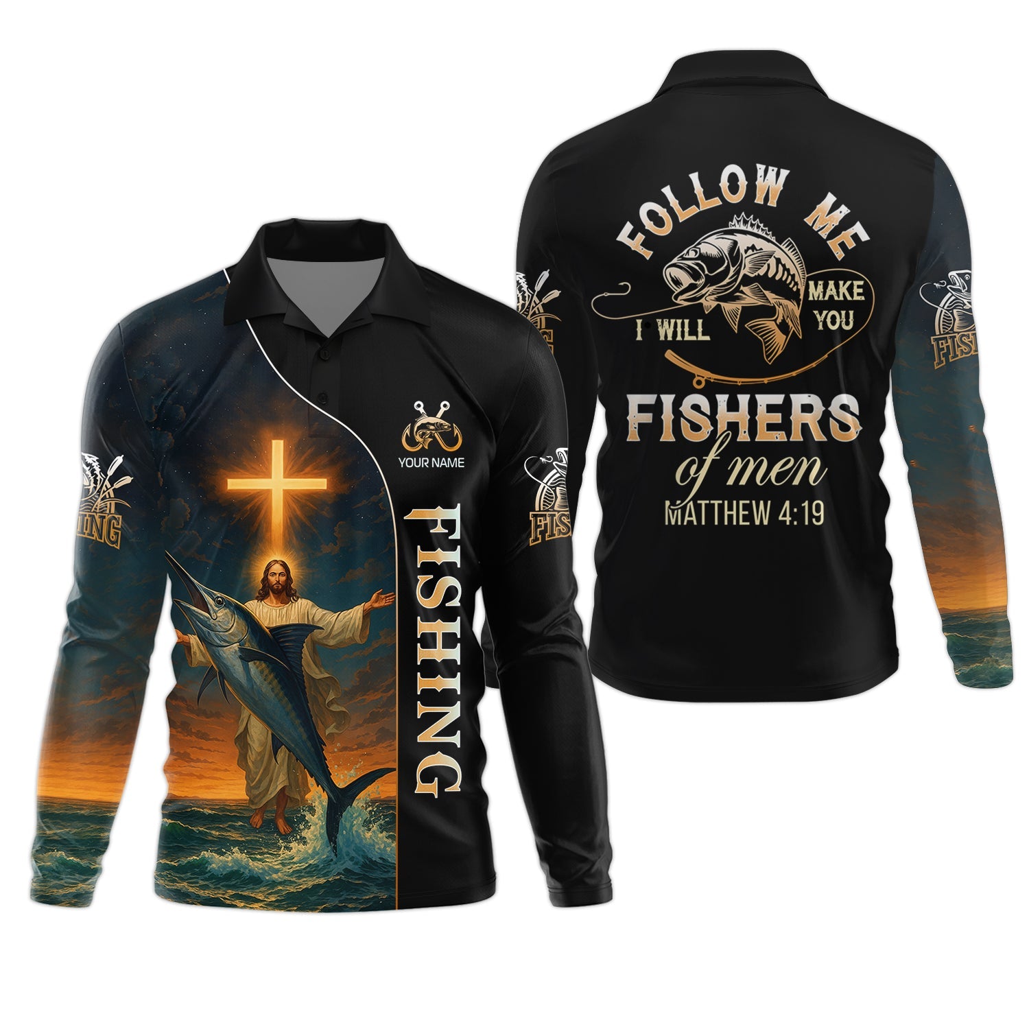 Followe Me And I Will Make You Fishers Of Men, Jesus Fishing Shirt, SPF Shirt For Men, Gift For Fisherman