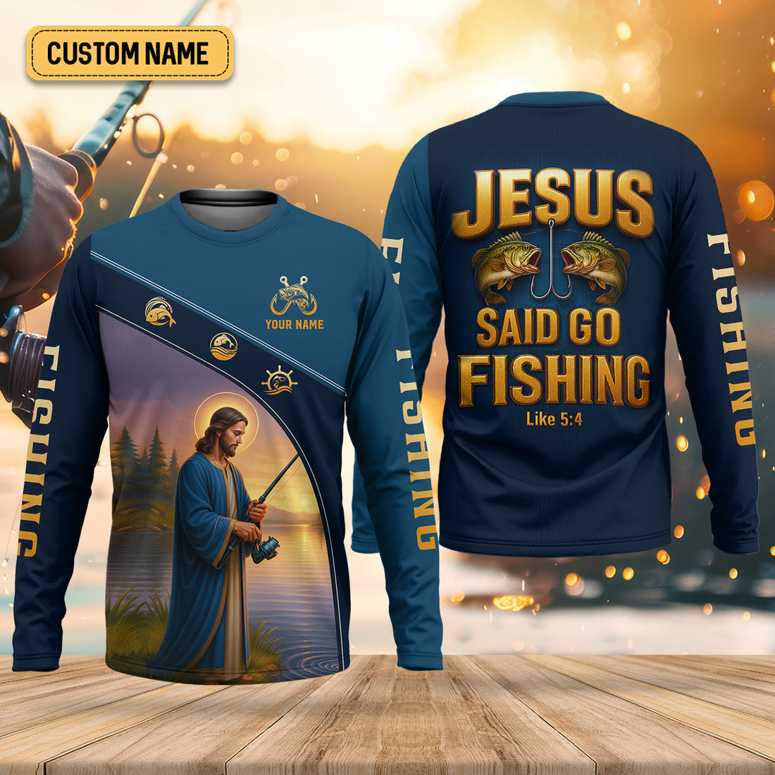 Jesus Said Go Fishing Funny Fishing Shirt, Christian Fishing SPF Shirt For Men, Men's Fishing Shirts Long Sleeve
