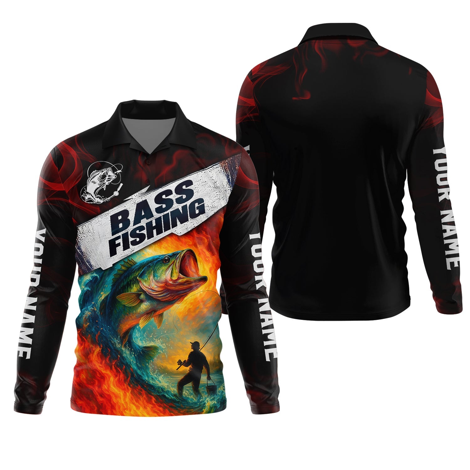 Fire Fishing Hooded UPF Shirt, Fishing Jersey, Long Sleeve Fishing Shirts, Gift For Fisherman