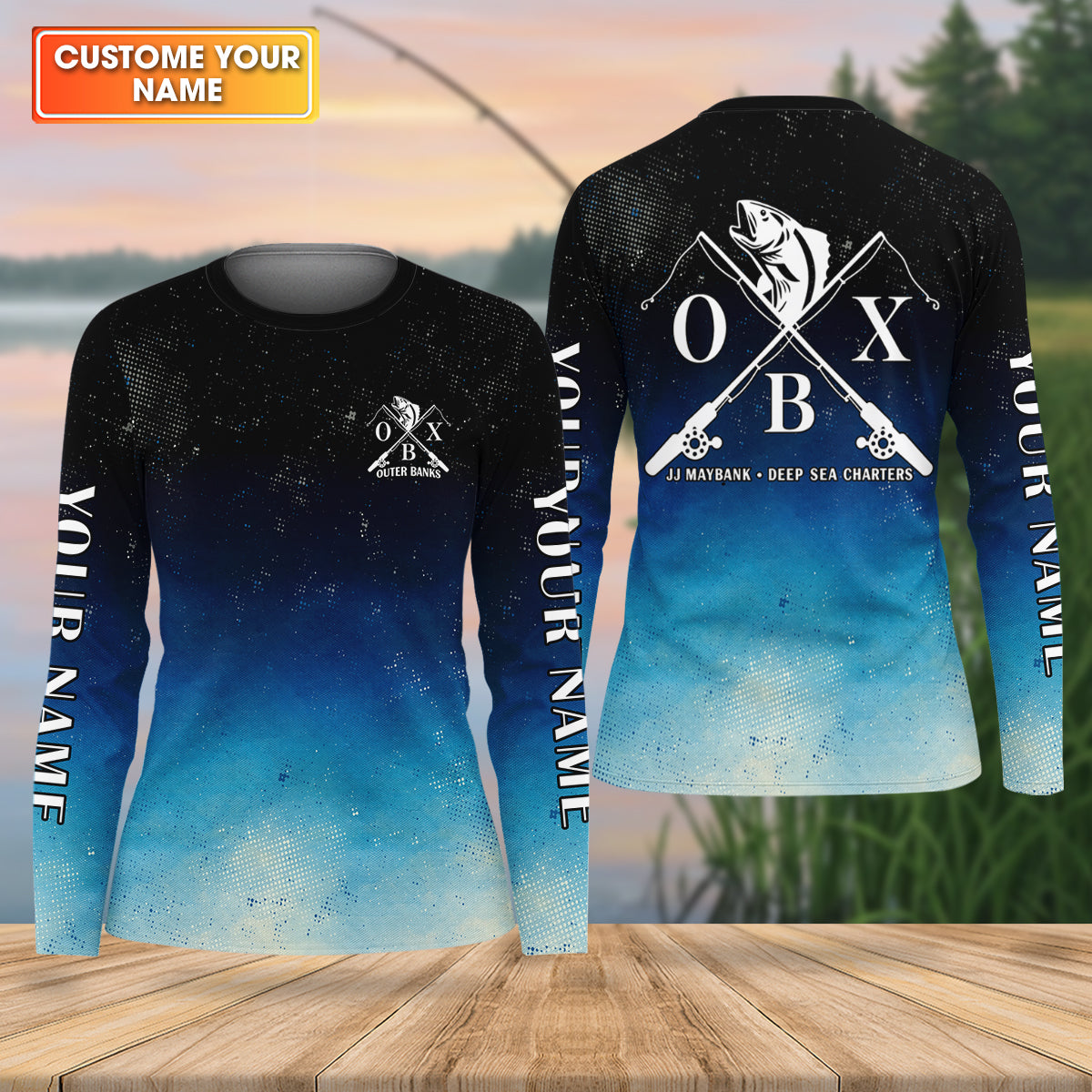 JJ Maybank Deep Sea Charters Outer Banks Fishing UPF Shirts, Fishing Movie Fishing Shirt For Women