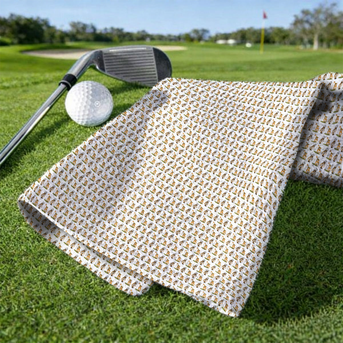 Funny Corgi Golf Towels, Corgi Pattern Golf Towel, Golf Gift For Golfer