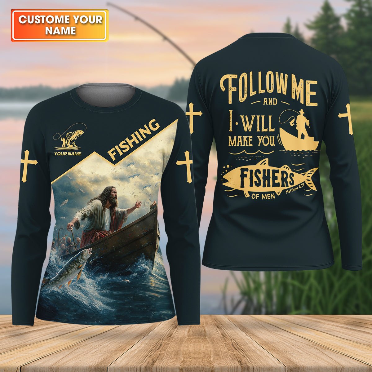 I Will Make You Fishers Of Men Christian Fishing Bible Fishing UPF Shirts, Women Fishing Shirt