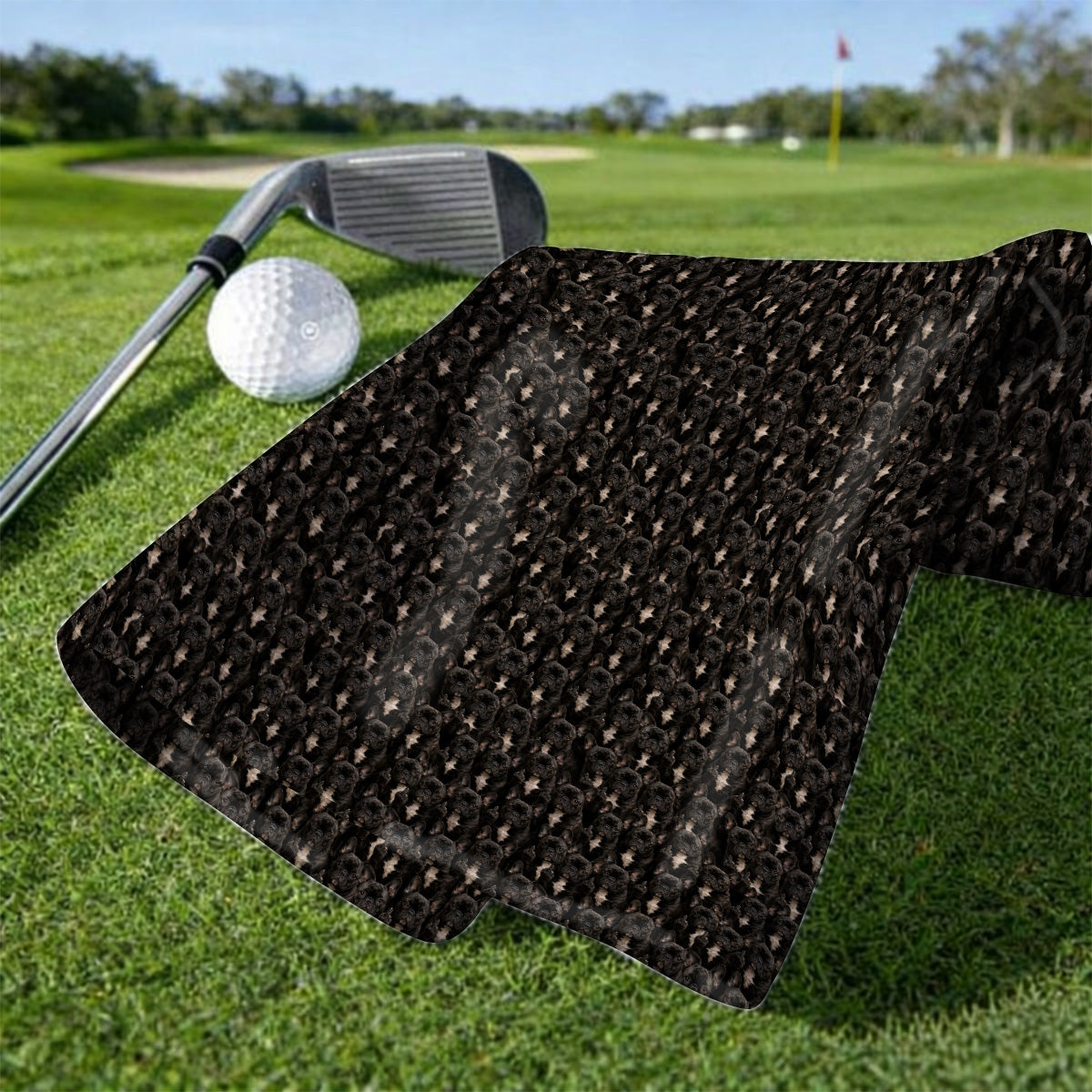 Black French Bulldog Pattern Golf Towels, Funny Frenchie Golf Towel, Dog Dad Golf Gift
