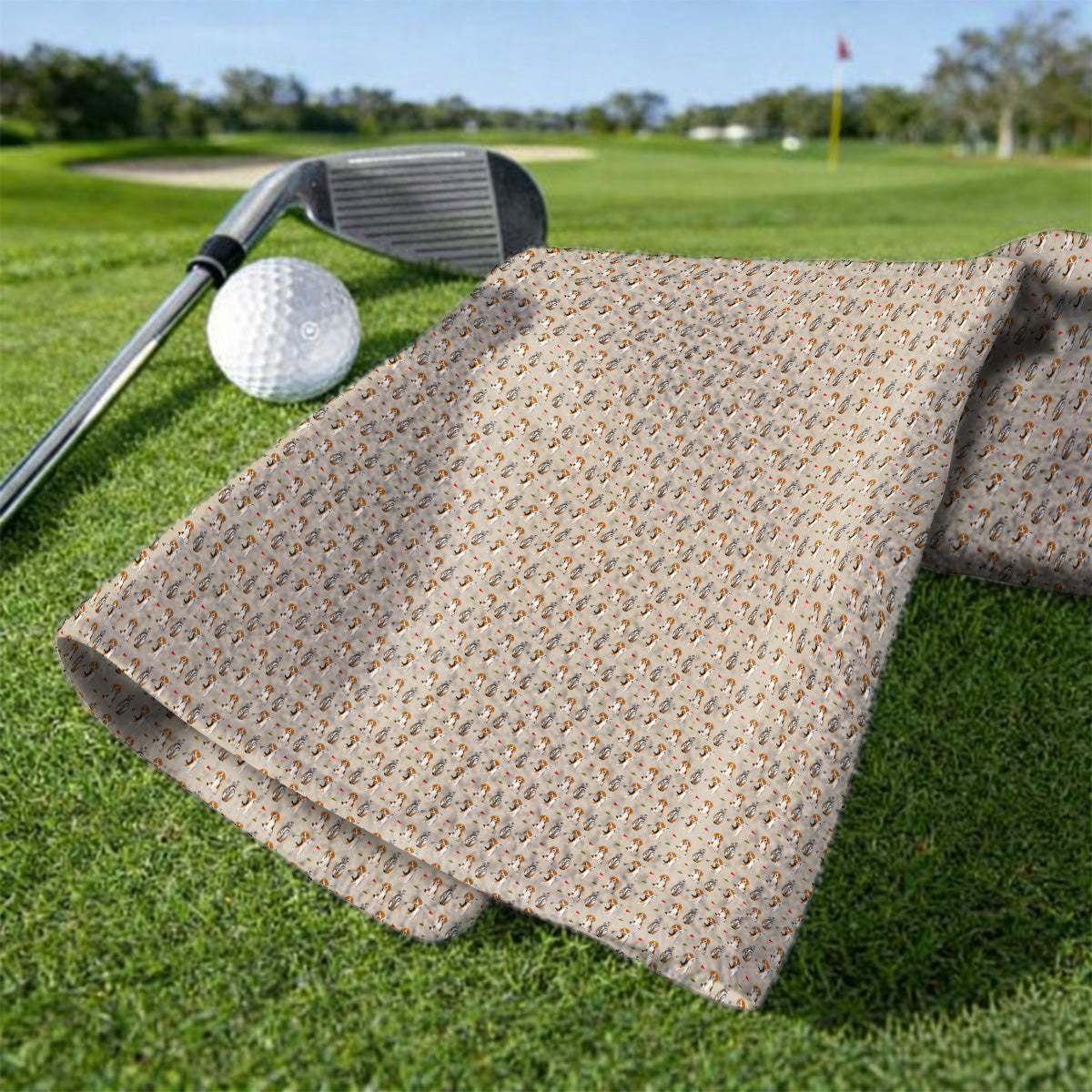 Beagle Golf Pattern Golf Towel, Hunting Dog Golf Towels, Funny Golf Gift For Golfer