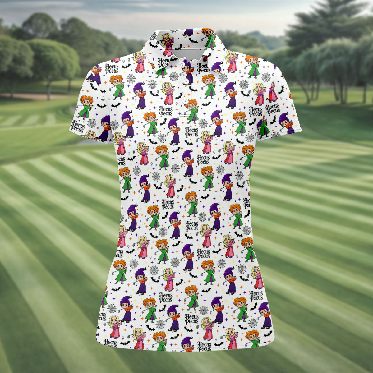 Hocus Pocus Horror Character Polo Shirt, Halloween Tops For Women, Women's Golf Polo