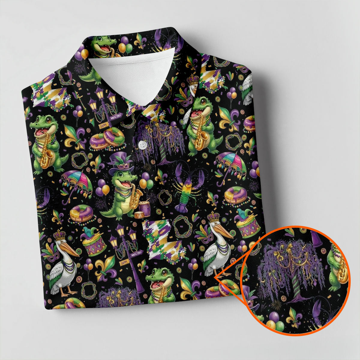 Mardi Gras Fleur De Lis Animal Band Black Golf Shirt, Women's Golf Shirts, Ladies Golf Polos
