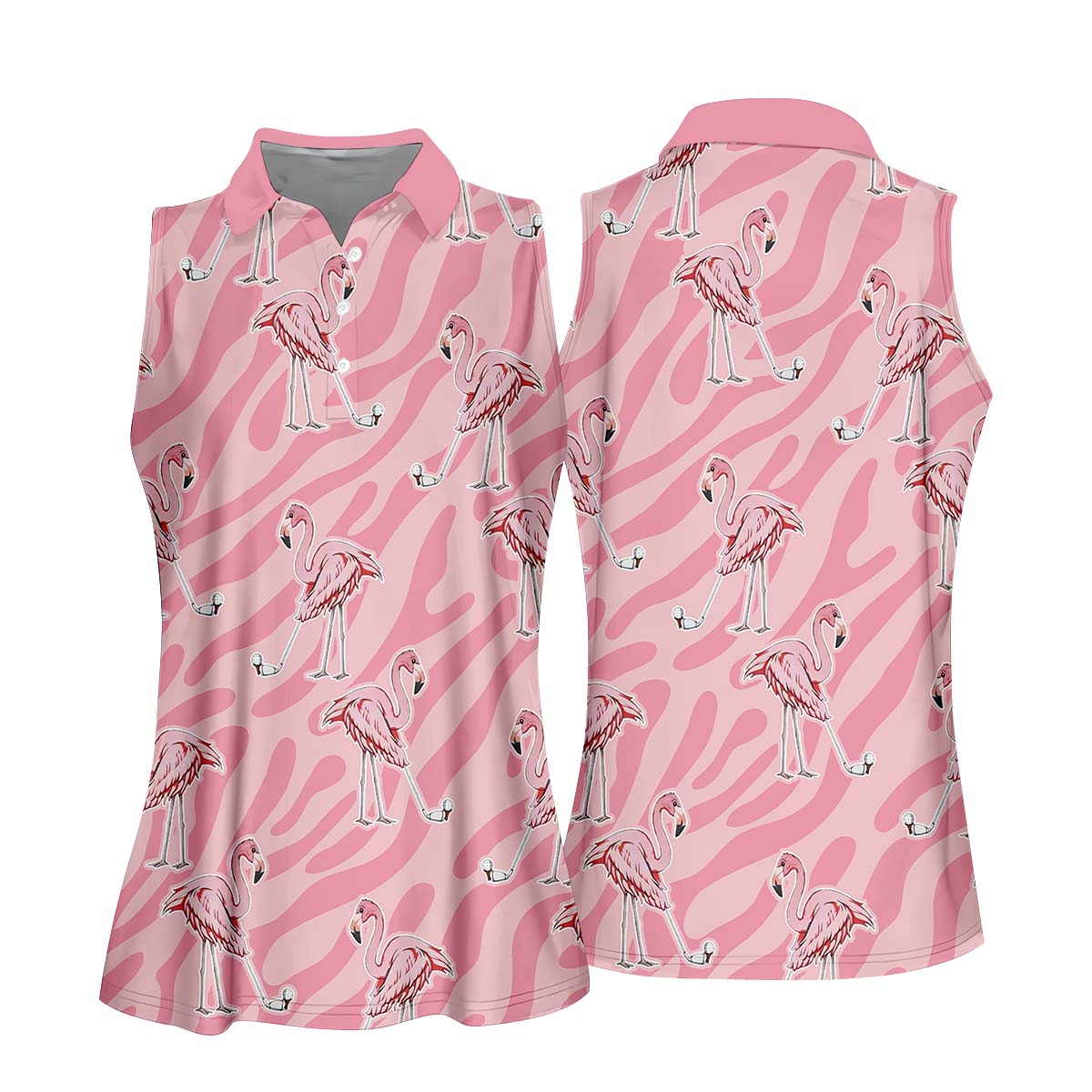 Pink Flamingo Women Golf Polo ShirtCustom Ladies Golf Shirt, Womens Golf Gifts