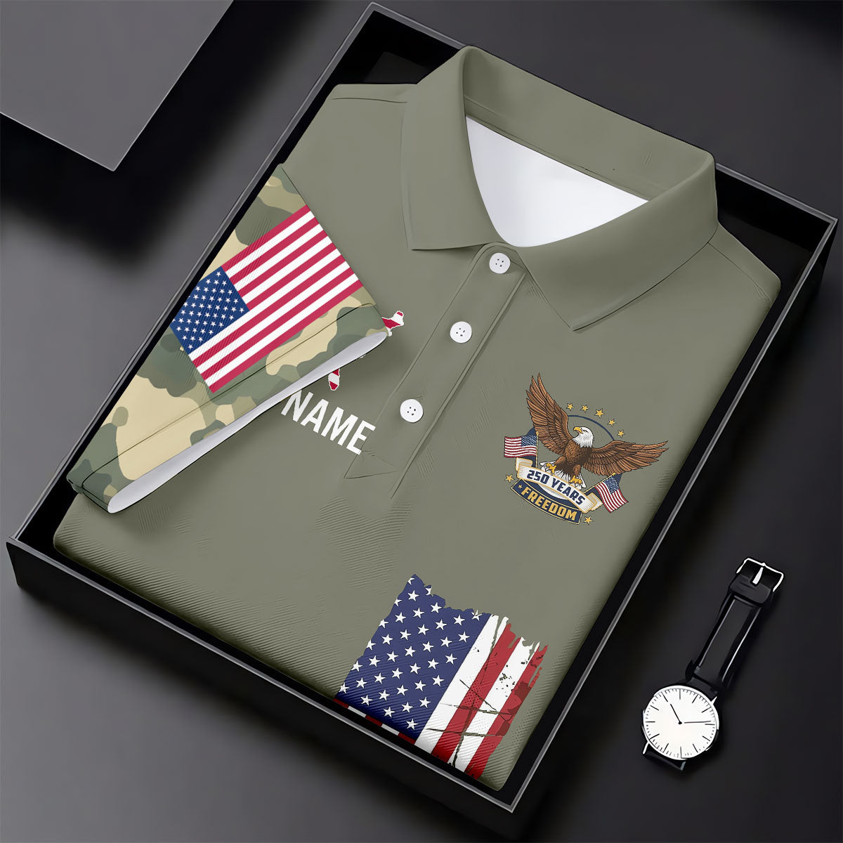 250 Years Freedom Eagle American Flag Camo Golf Shirt, Patriotic 4th Of July Golf Shirt For Women