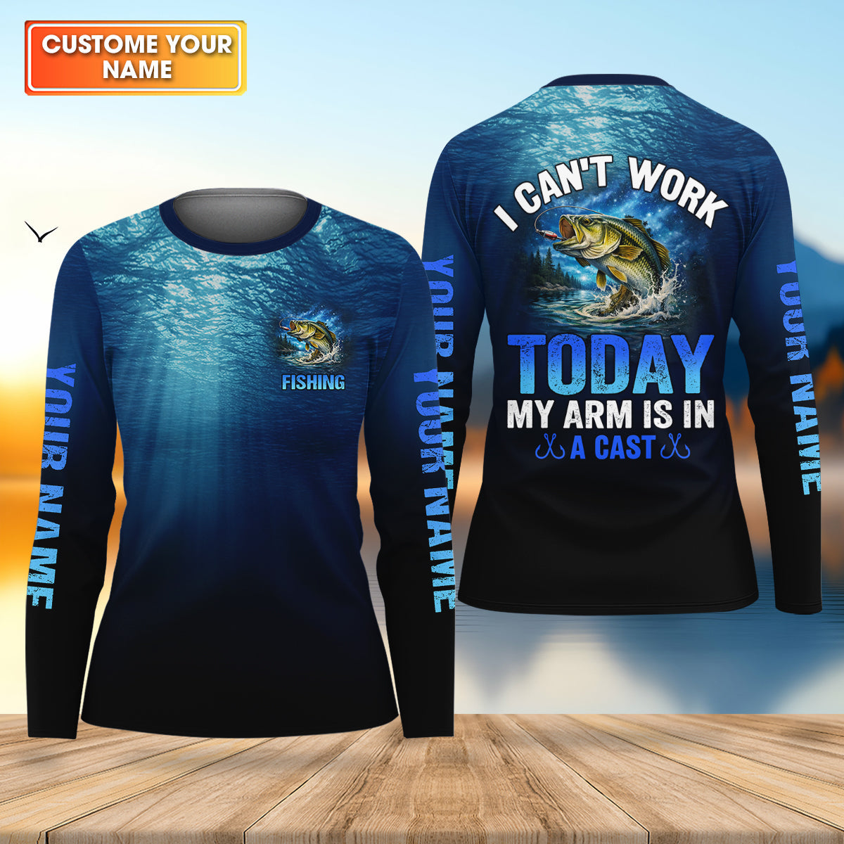 I Can't Work Today My Arm Is In A Cast Fishing UPF Shirts, Funny Fishing Shirt, Women Fishing Shirt