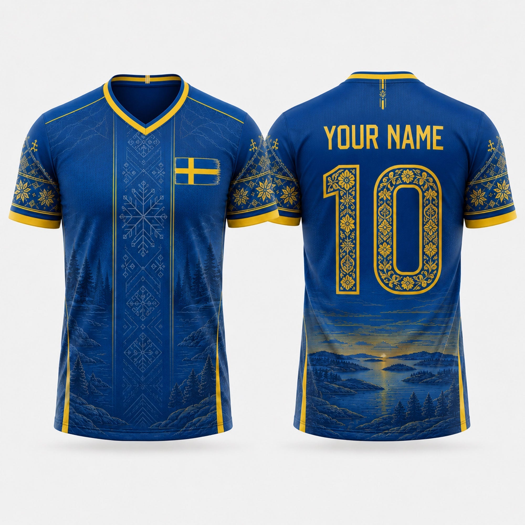 Sweden Fooball Shirt, Kurbits V-Neck For Men Football Lover, Swedish National Soccer Football Gifts