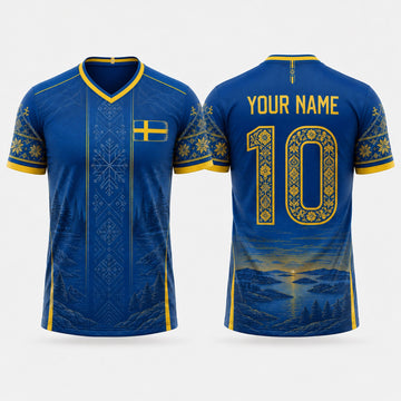 Sweden Fooball Shirt, Kurbits V-Neck For Men Football Lover, Swedish National Soccer Football Gifts