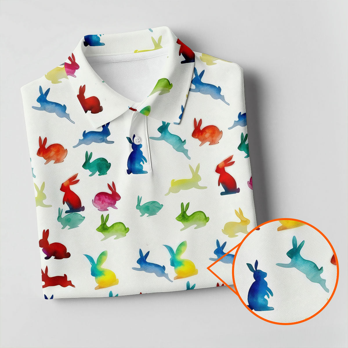 Colorful Bunny Funny Golf Shirt, Easter Bunny Pattern Golf Shirt For Women, Ladies Golf Shirts