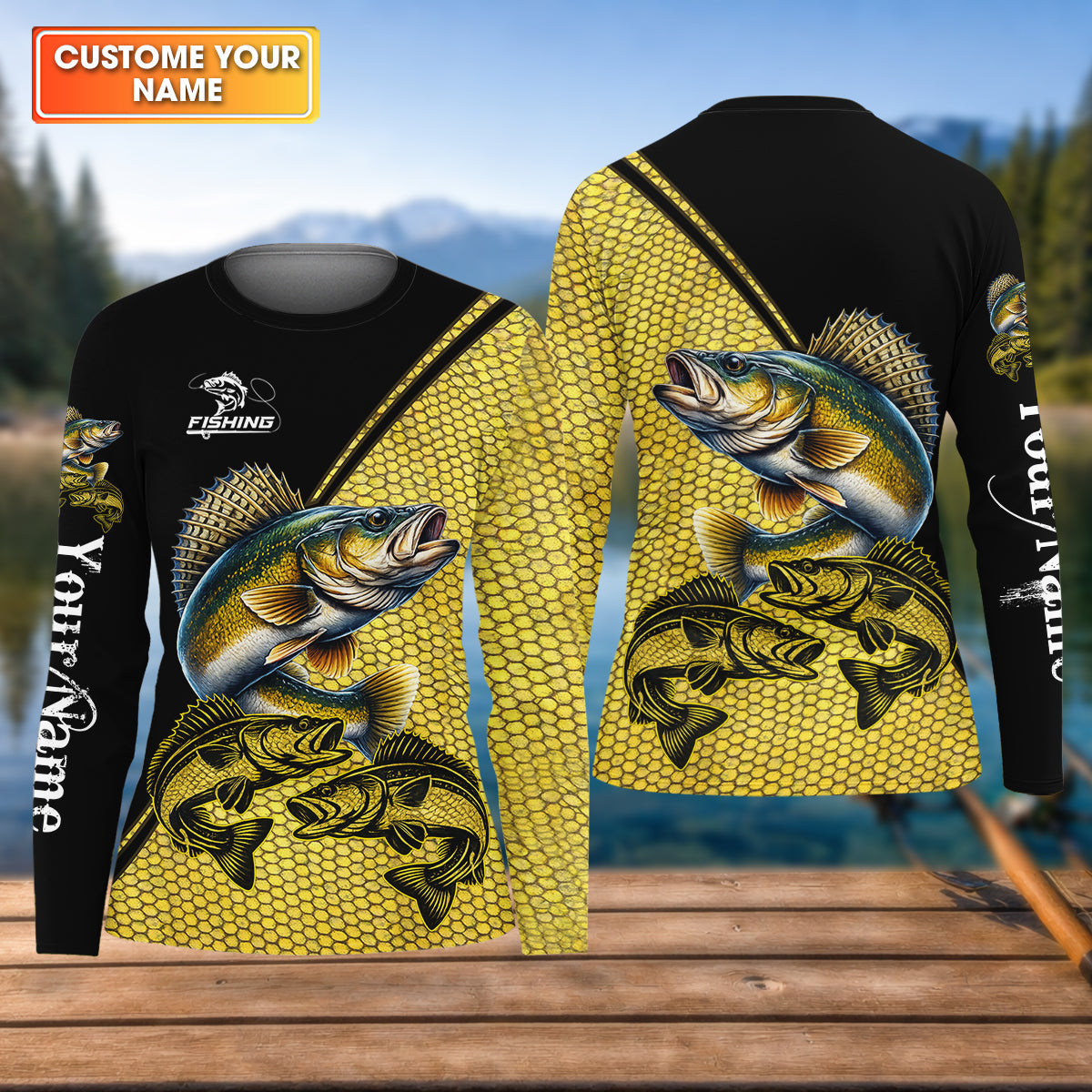 Personalized Walleye Fishing Shirt For Women, Long Sleeve Fishing Shirt, Gift For Her