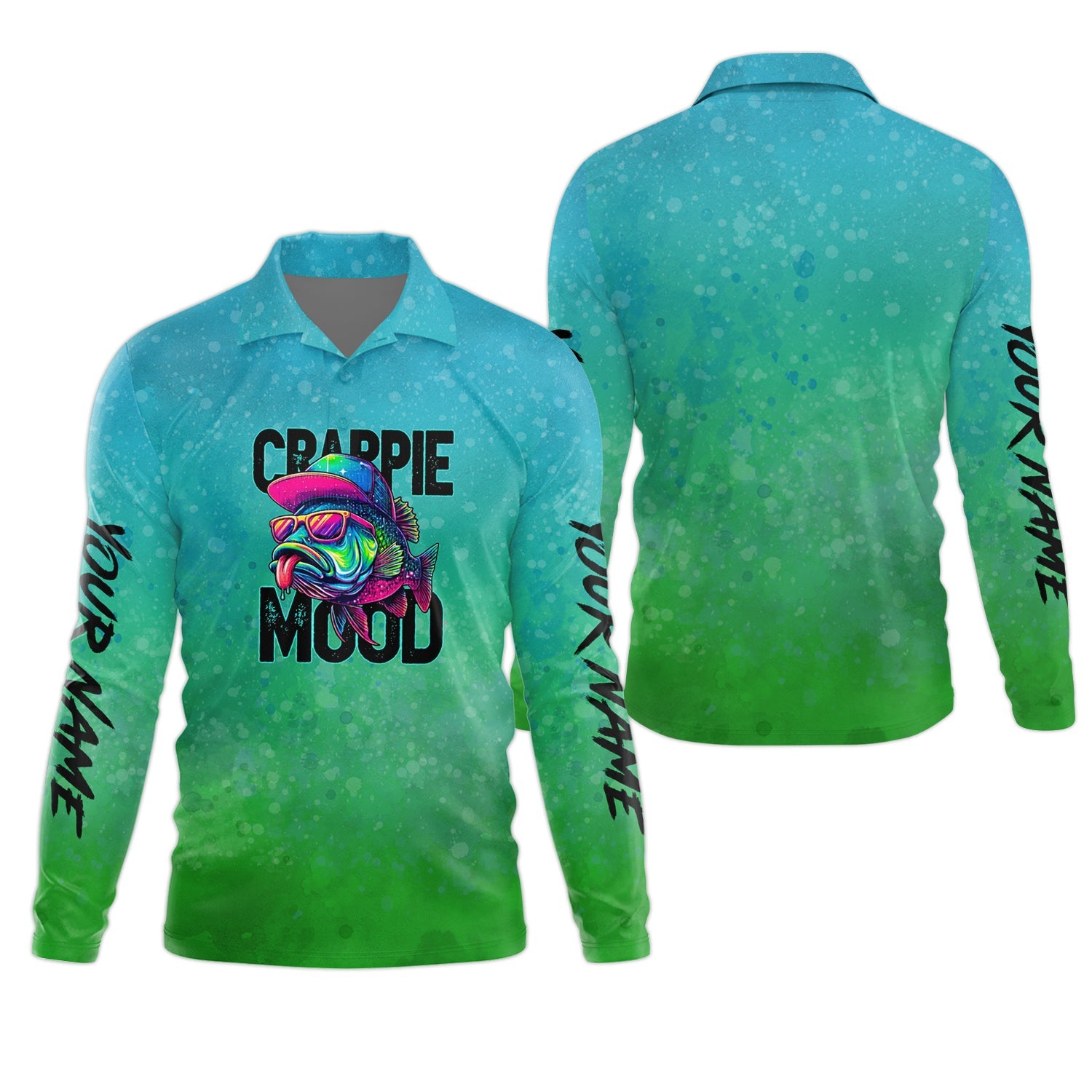 Crappie Mood Green Blue Neon Fishing UPF Shirts, Funny Fishing Shirt, Gift For Fisherman
