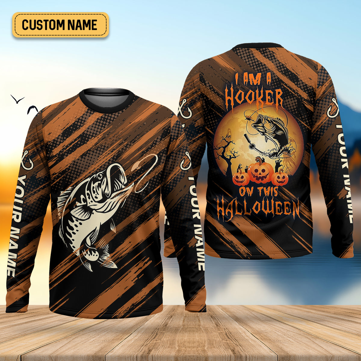 I'm A Hooker On This Halloween Fishing UPF Shirts, Funny Fishing Shirt, Fishing Shirts For Men