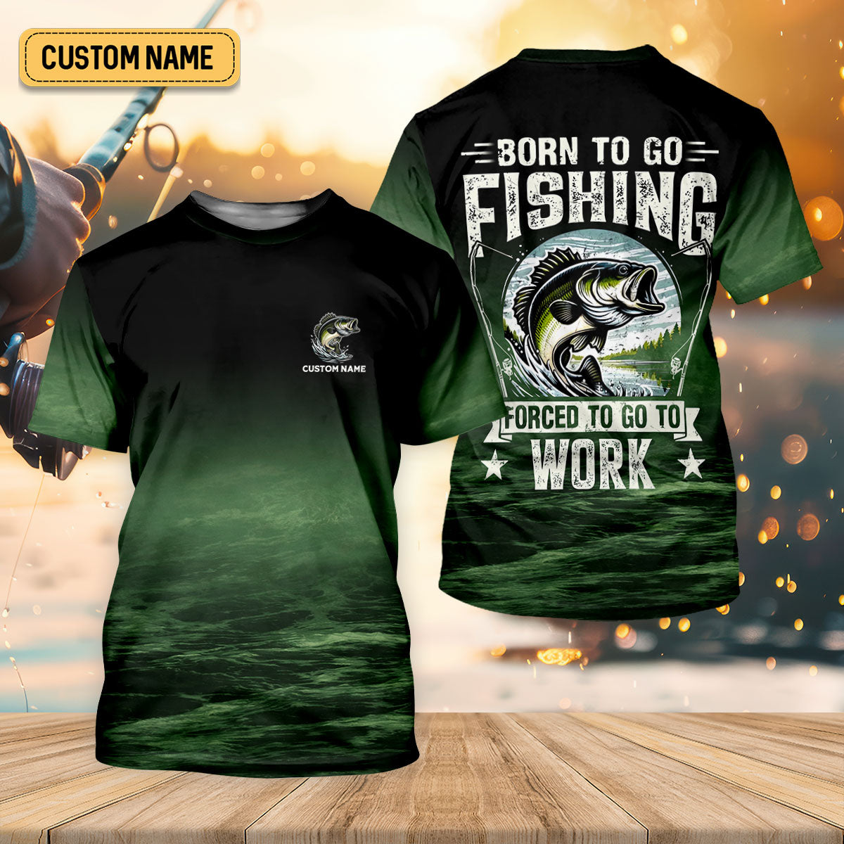 Custom Born To Go Fishing Long Sleeve Shirt, Funny Fisherman Gift for Men, Fishing UPF Shirts