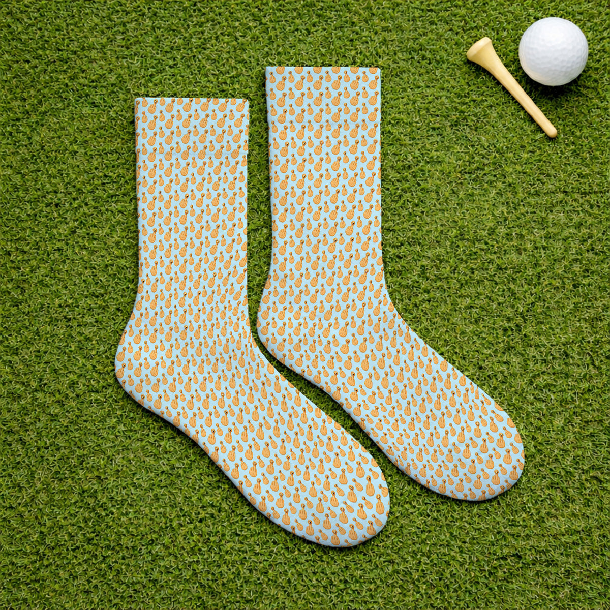 Golden Retriever Middle Finger Golf Socks, Funny Dog Pattern Golf Sock, Crazy Golf Gift For Golfer