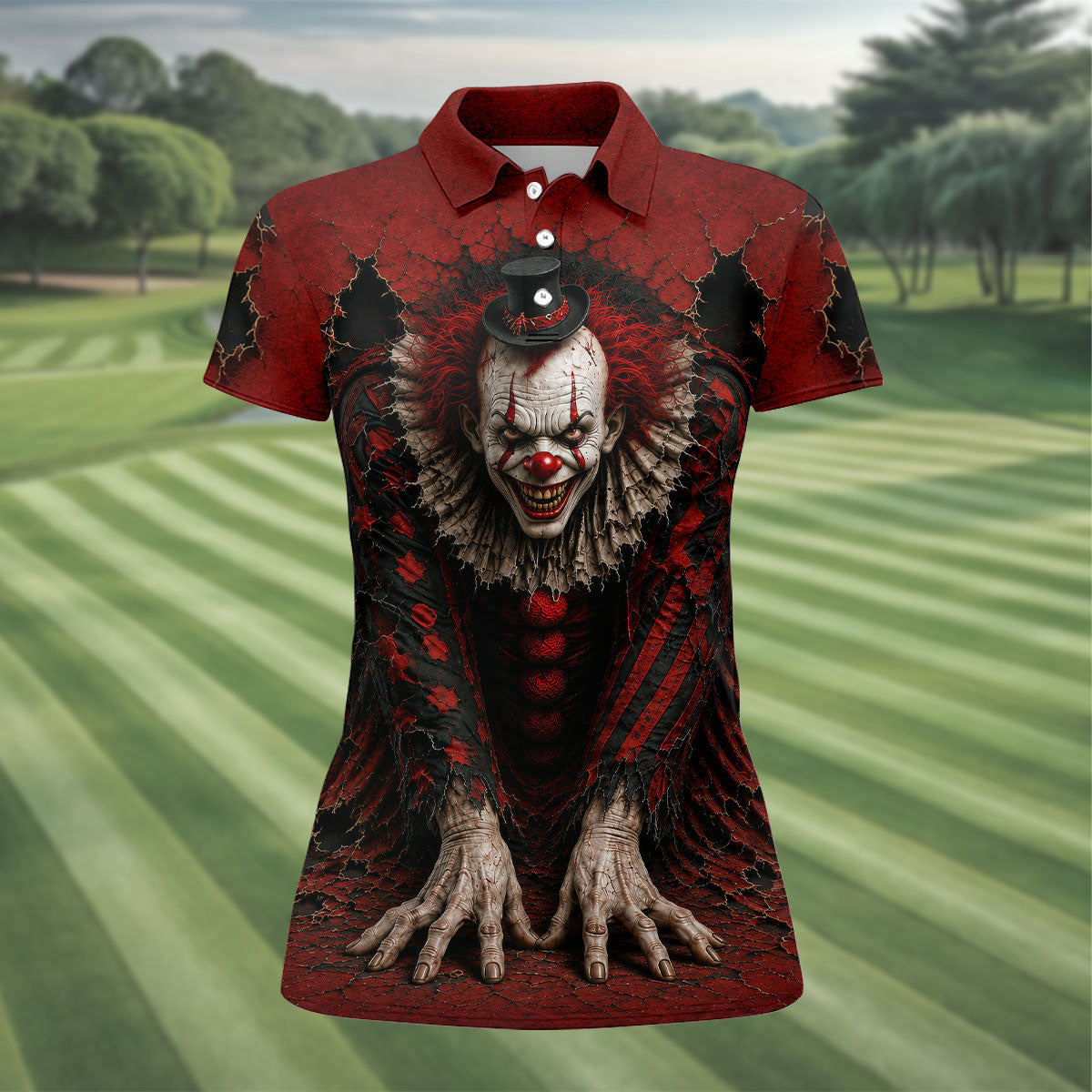 Top Hat Horror Character Halloween Golf Shirt, Women's Golf Polo, Ladies Golf Shirts