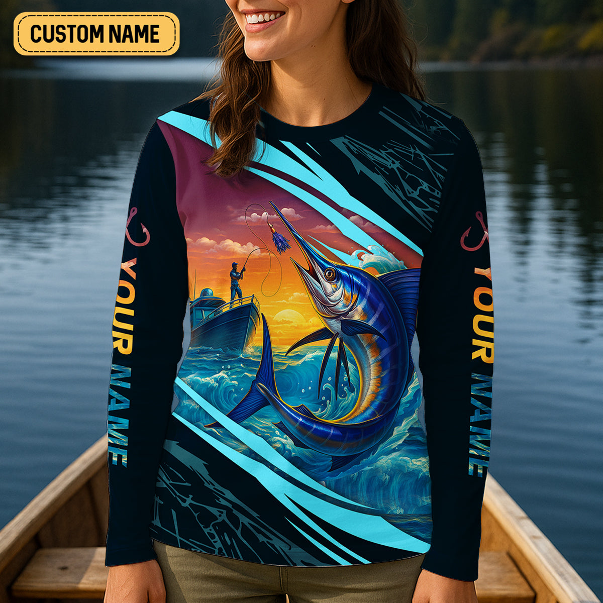 King Of The Deep Swordfish Fishing Women SPF Shirt, Fishing Gift Ideas, Female Fishing Shirts