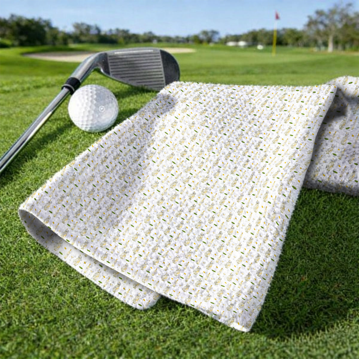 White Wine Pattern Golf Towels, Elegant Winery Golf Towel, Wine Golf Gift For Golfer