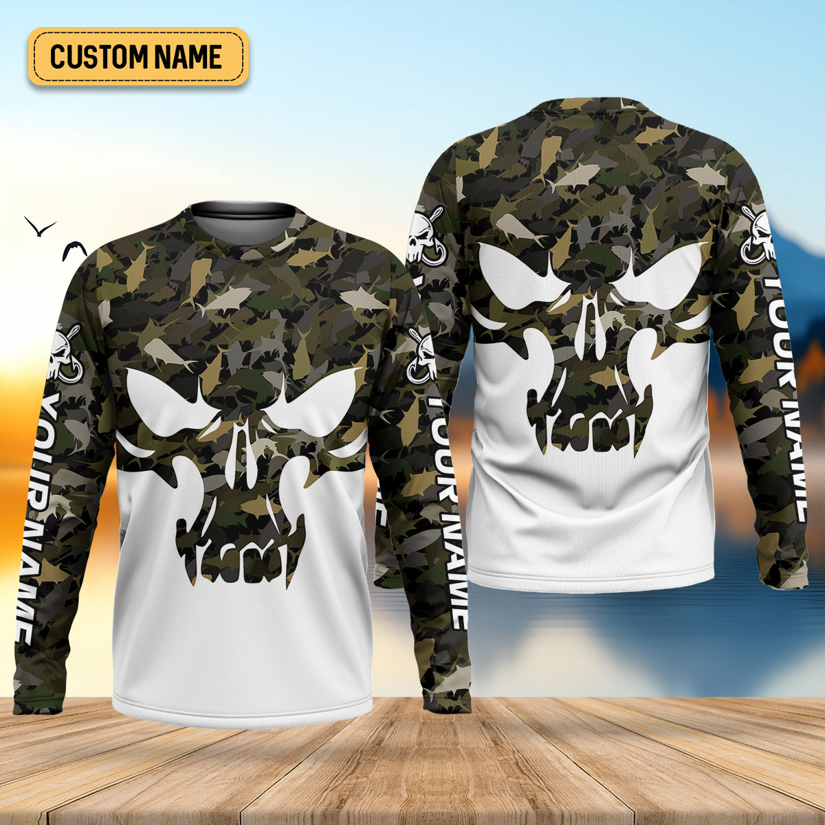 Deep Ocean Fishing SPF Shirt For Men, Camouflage Fishing Shirts, Fishing Gifts For Men, Men's Fishing Shirt