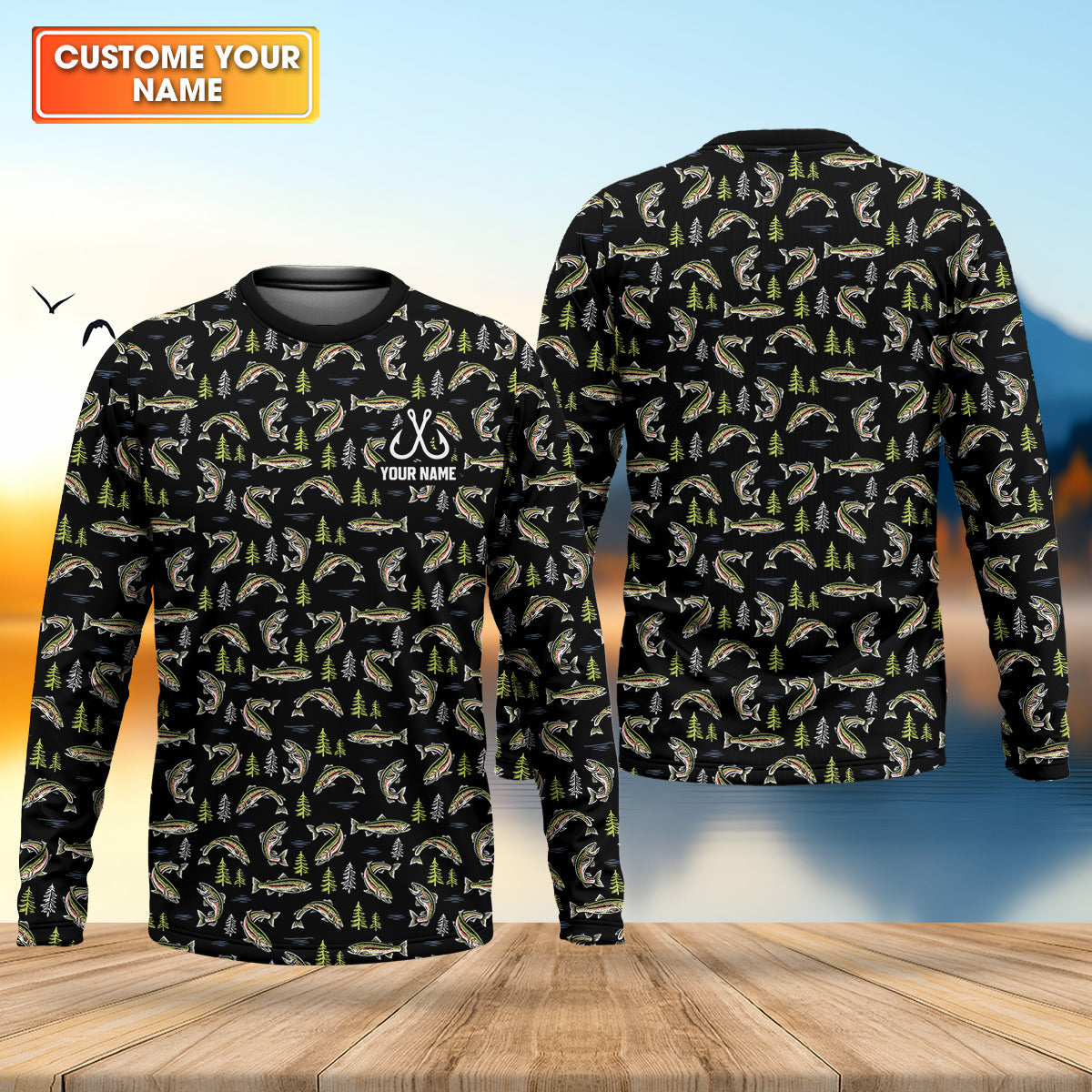 Rainbow Trout Pattern Fishing UPF Shirts, Funny Fishing Shirt, Gift For Fisherman, Fishing Shirts For Men