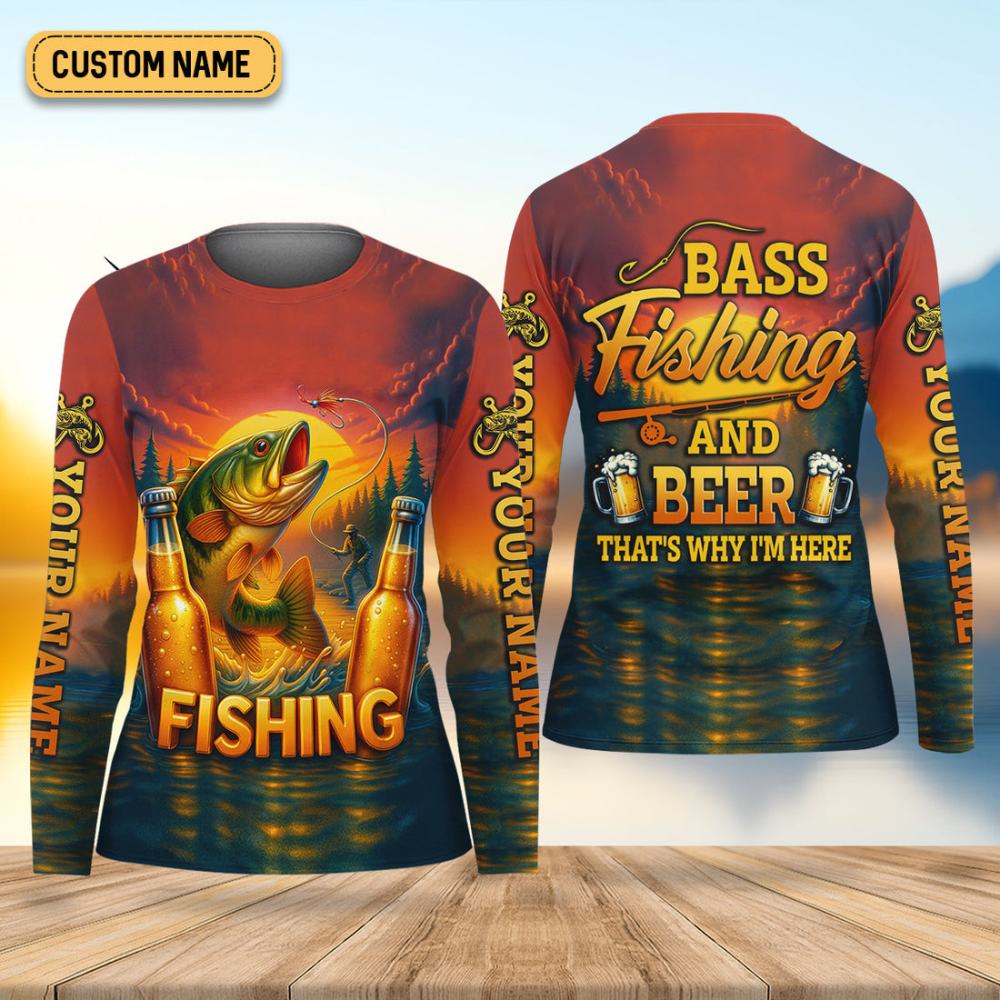 Bass Fishing And Beer That's Why I'm Here Women SPF Shirt, Female Fishing Shirts, Custom Fishing Shirts