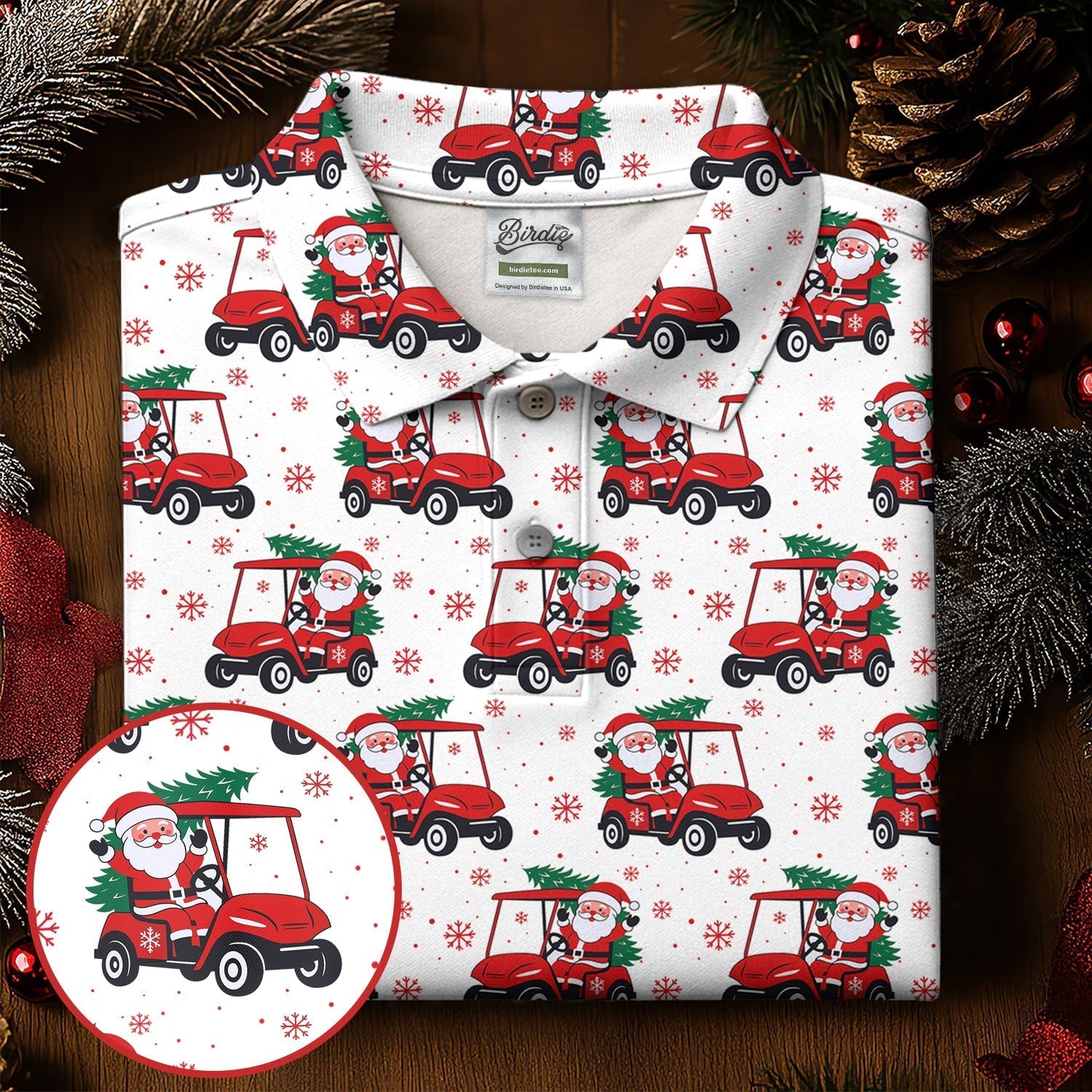 Santa Claus Golf Cart Christmas Golf Shirt, Women's Golf Tops, Ladies Golf Shirts, Golf Gift For Ladies