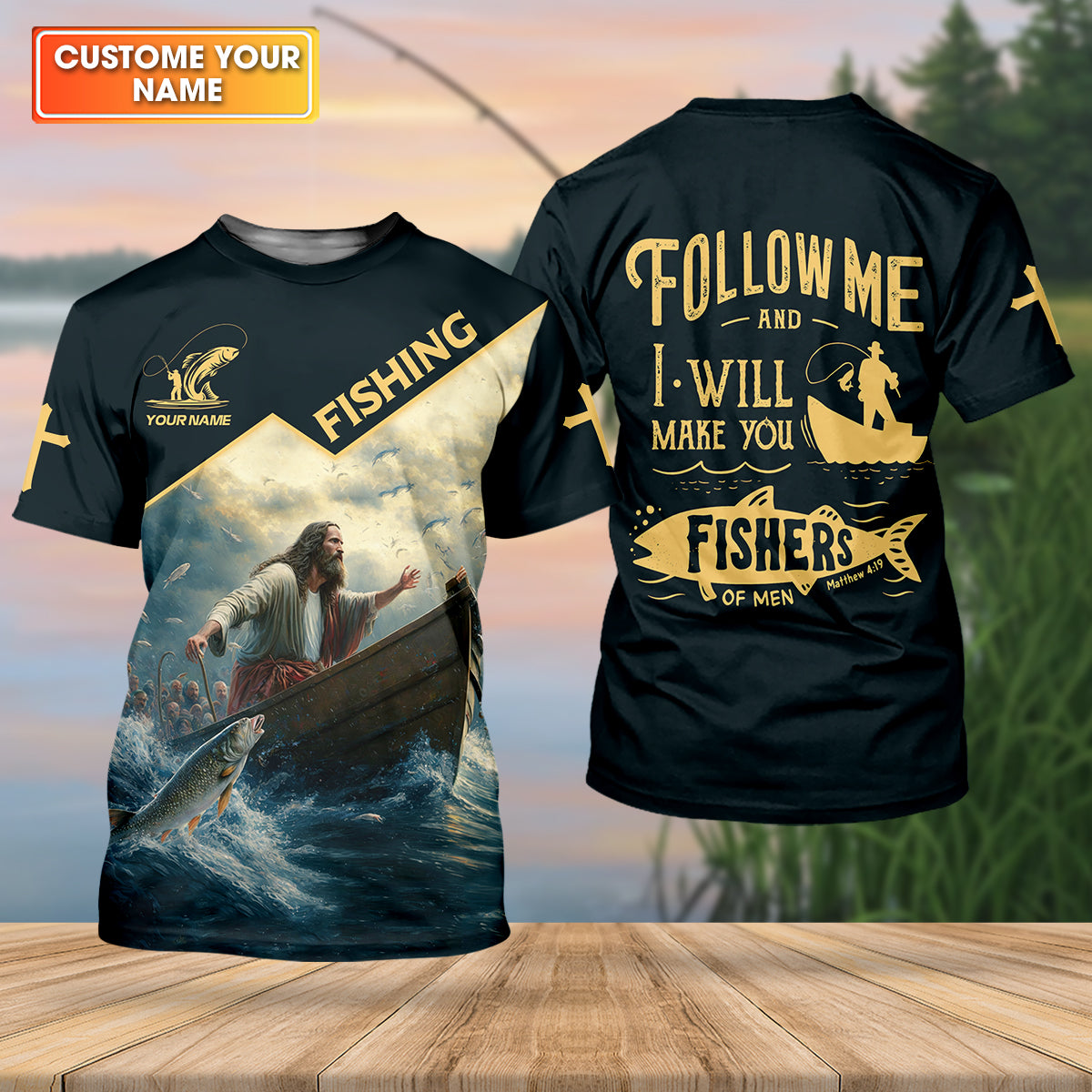 I Will Make You Fishers Of Men Christian Fishing Bible Fishing UPF Shirts, Fishing Shirts For Men