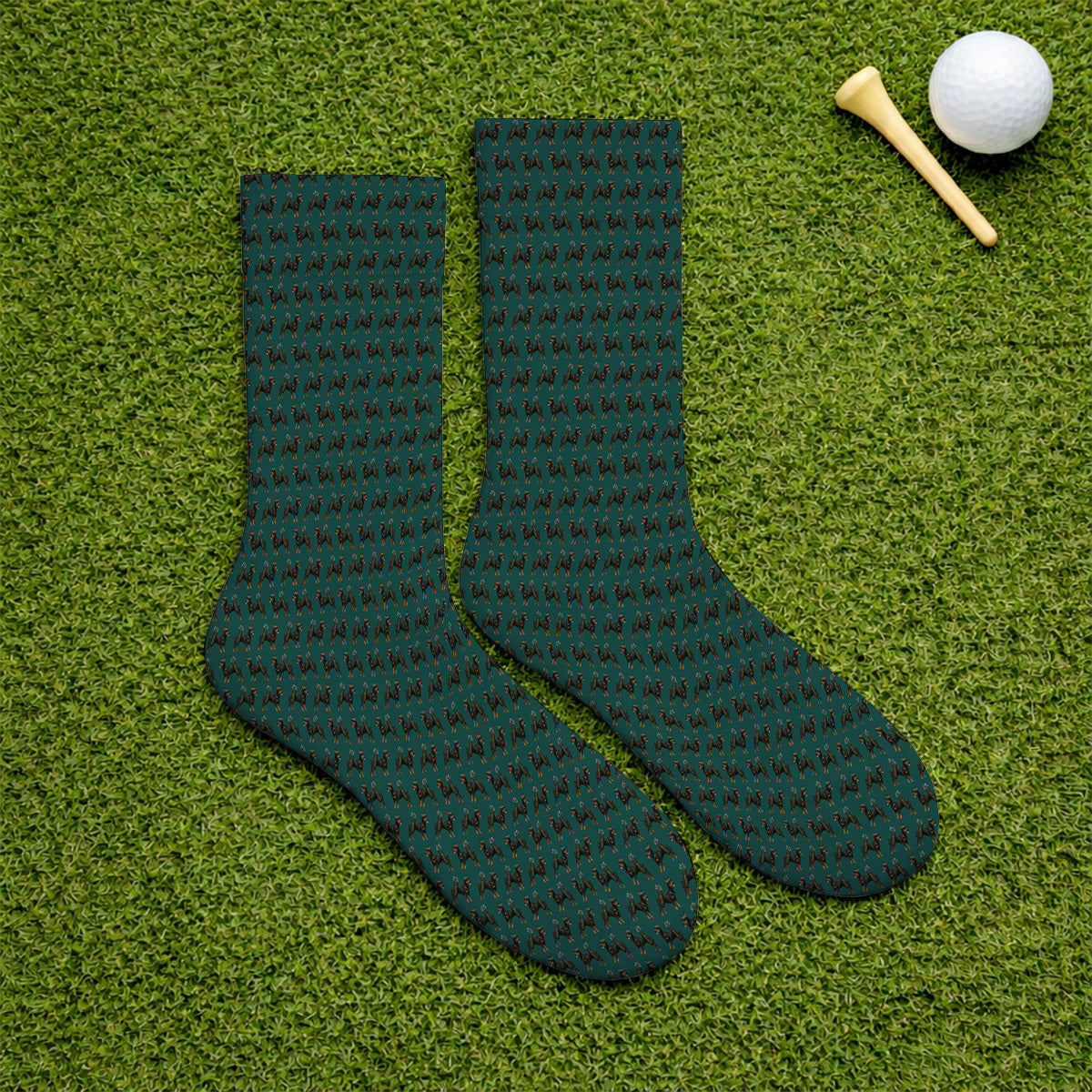Doberman Golf Socks, Crazy Doberman Pattern Golf Sock, Dog Lover Golf Gift