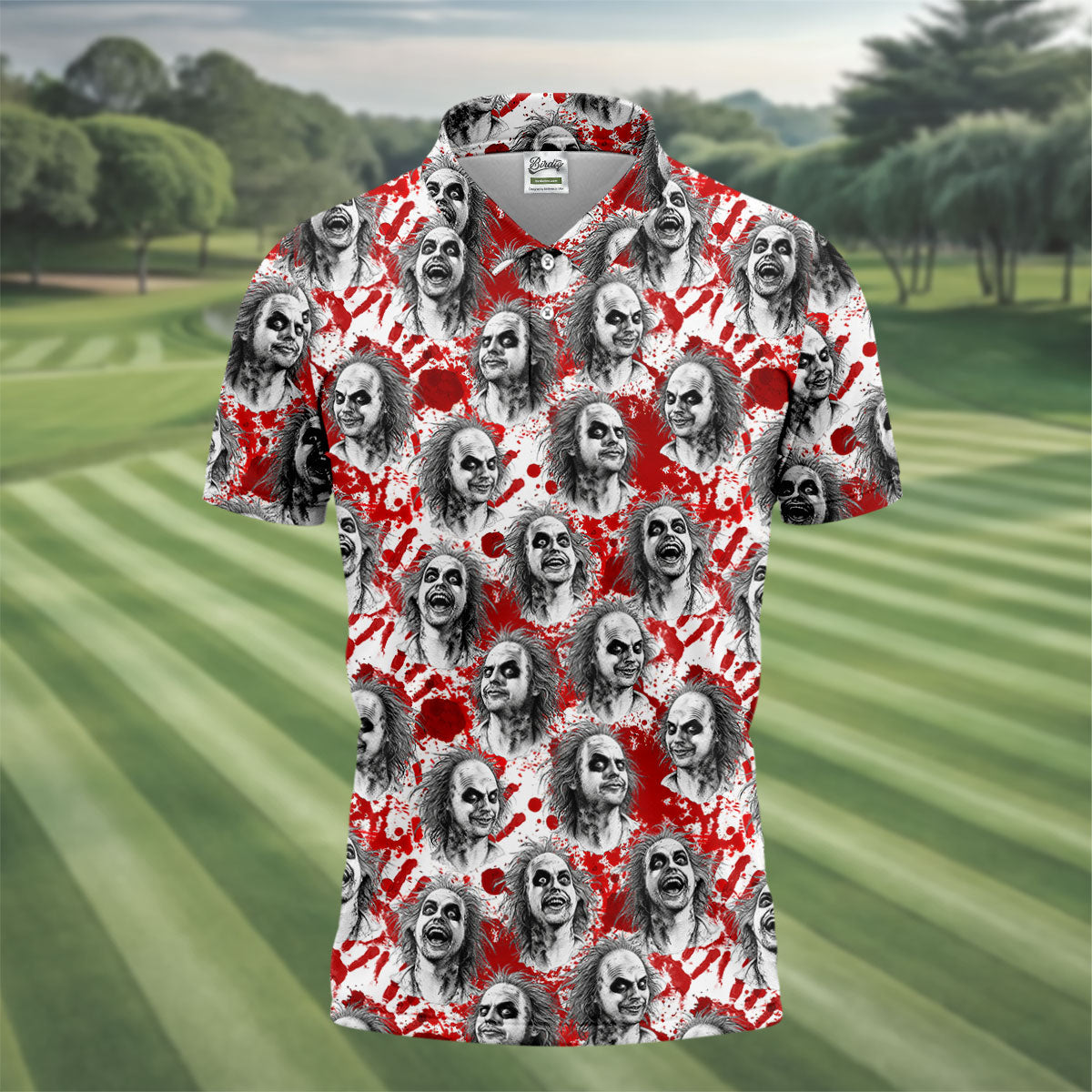 Halloween Horror Character Faces Polo Shirt, Polo Shirts For Men, Mens Golf Shirts