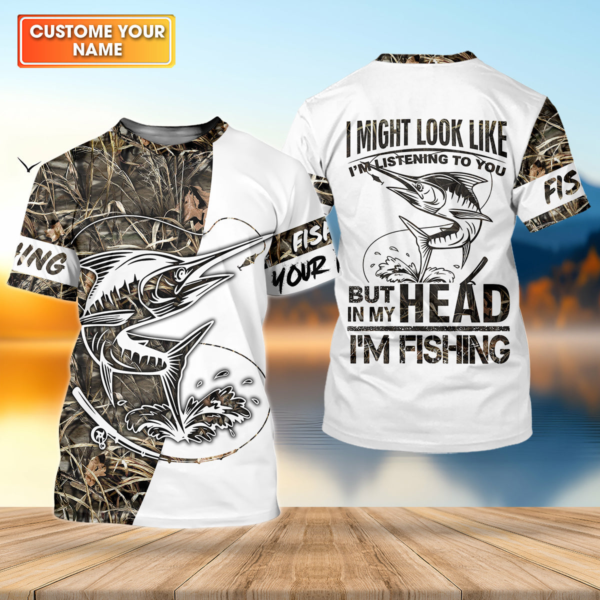 Personalized Marlin Fishing UPF Shirt – Funny Fishing Long Sleeve Shirt for Men