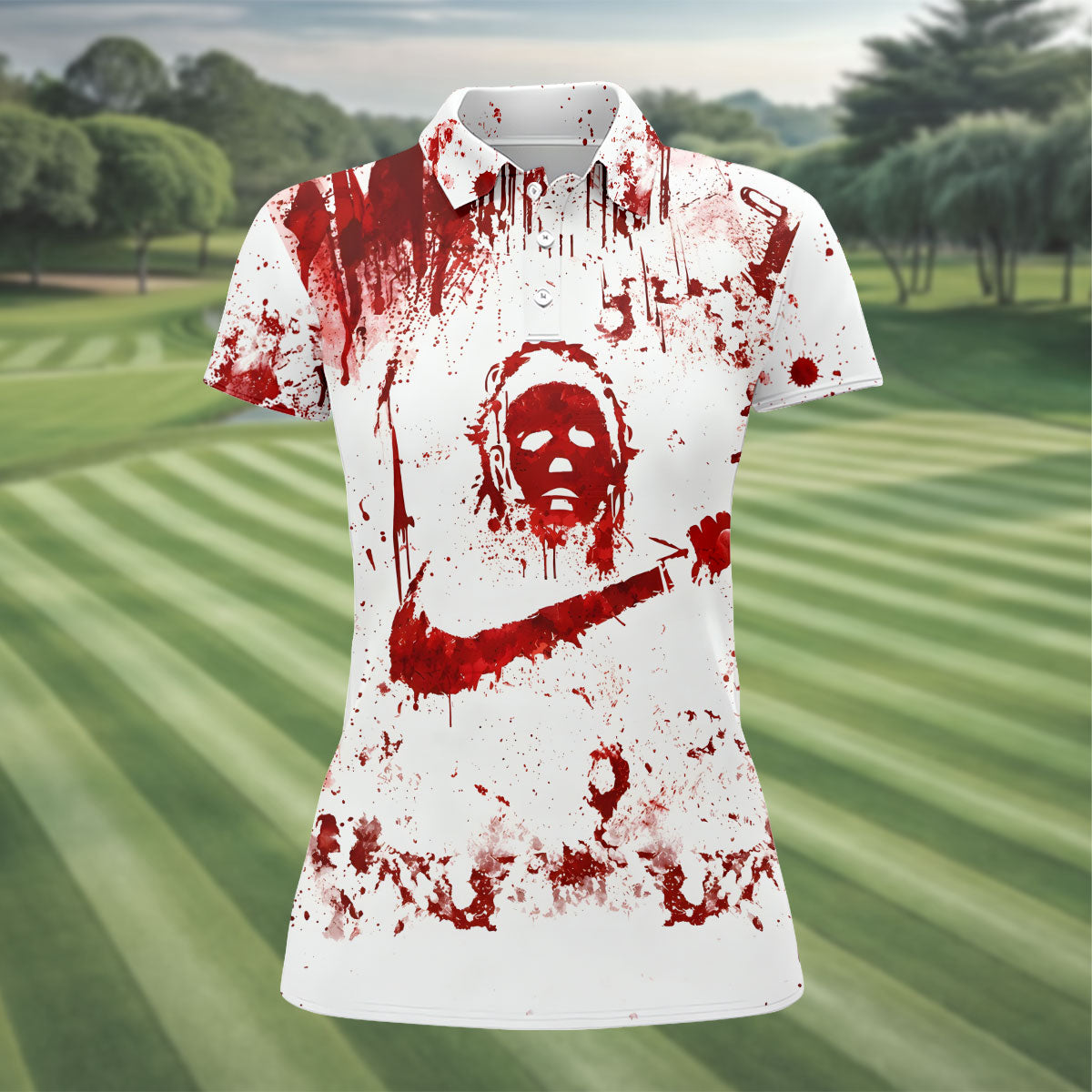Just The Tip I Promise Halloween Horror Polo Shirt, Ladies Golf Shirts, Womens Golf Tops
