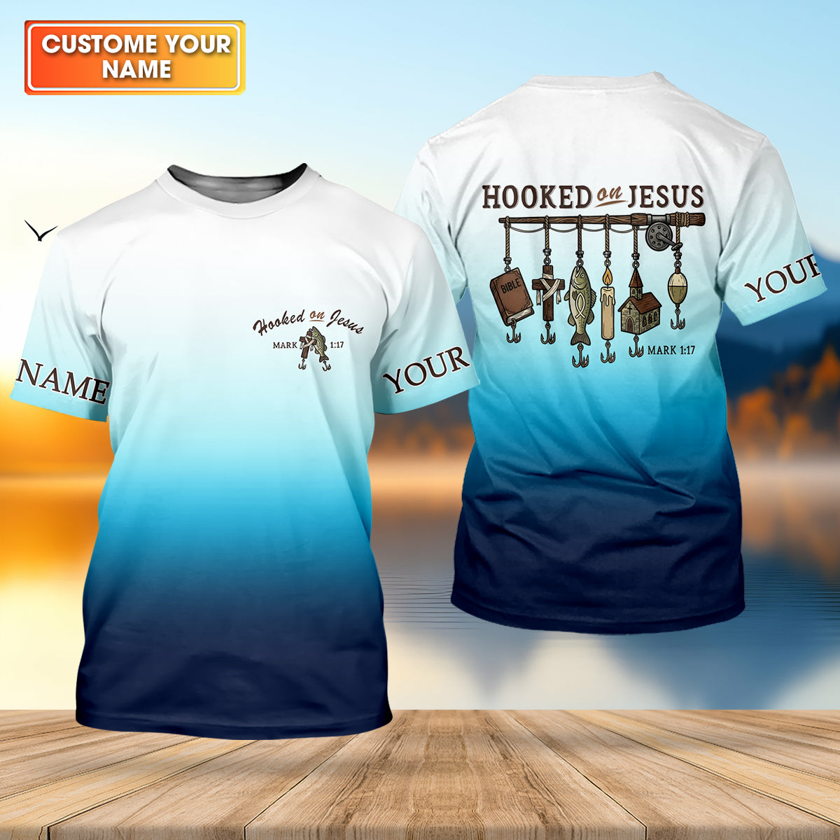 Personalized Fishing Shirt, Christian Fishing, Hooked On Jesus, Faith Fisherman Shirt, Fishing Gifts For Men